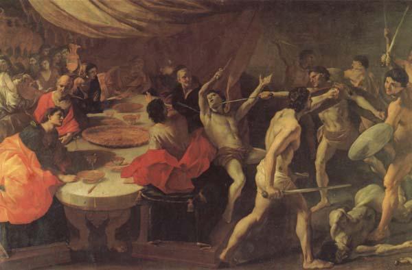 LANFRANCO, Giovanni Banquet with a Gladiatorial Contest France oil painting art